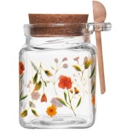 Pote 290ml Quadrado com Tampa e Colher Encanto Vidro 